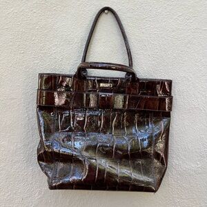 Kate Spade Brown Crocodile-Embossed Women's Bag Purse Large